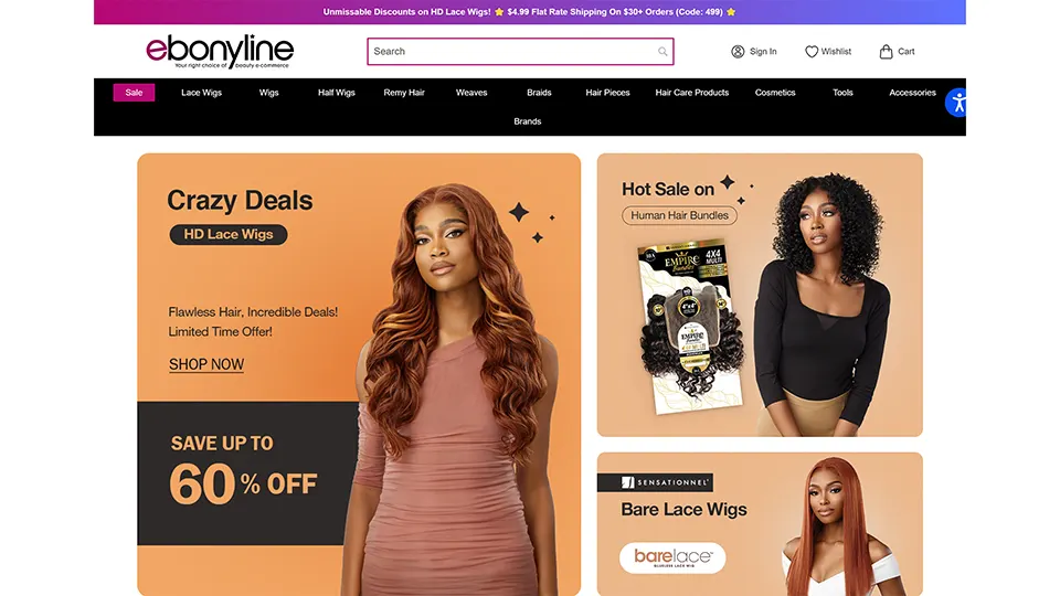 Ebonyline Half Wig